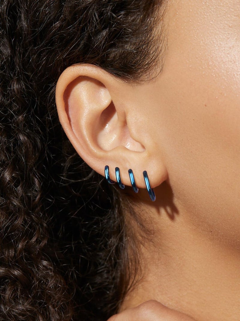 Poxtex Small Gold Huggie Hoop Earrings Set for Women Men Hypoallergenic 14K Plated Stack Cartilage Earrings, Multiple Piercing Lightweight Mini Thin Cute Dainty Trendy Jewelry Set Christmas Gifts for Women - Image 2